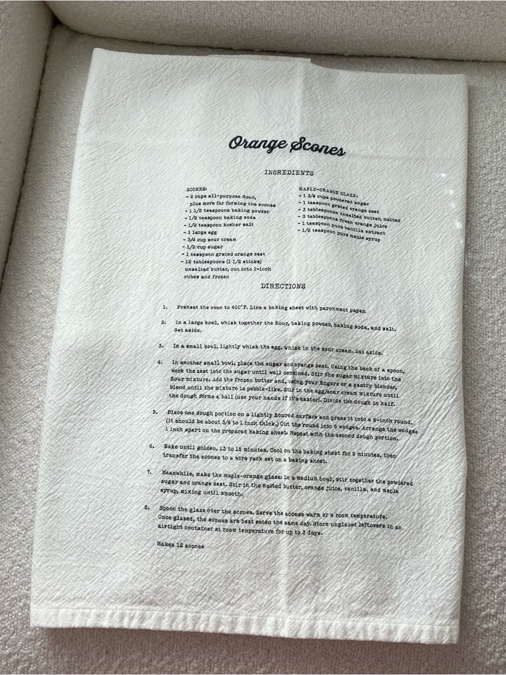 Hearth & Hand Large Orange Scones Flour Sack Kitchen Towel - NEW, WITHOUT TAGS